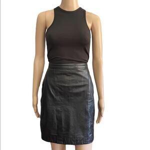 Vintage Don’t Stop Mini Skirt Small 10 Genuine Leather Rebel Edgy Pencil Black
